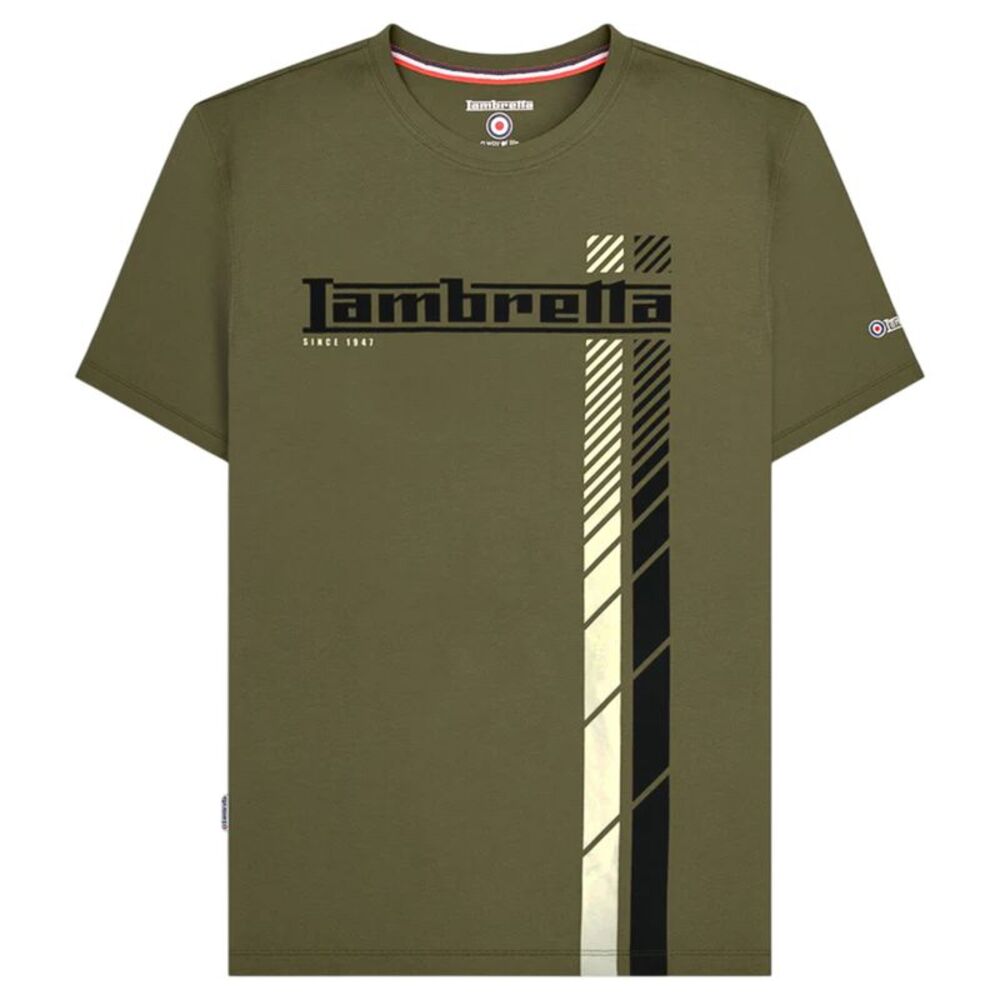 Lambretta Mens Racing Stripe T-Shirt / Khaki